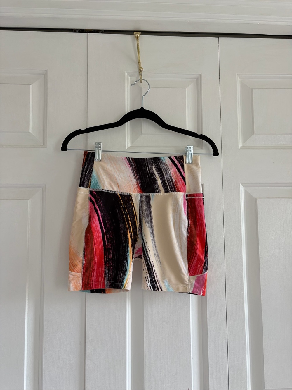 CALIA Energize High-Rise Multicolor Brushstroke Bike Shorts with Pockets